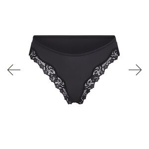 SKIMS Black Lace Trim Panties Tanga